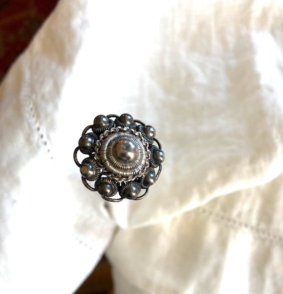 Antique Victorian Silver Filigree Hat pin - Silve… - image 3