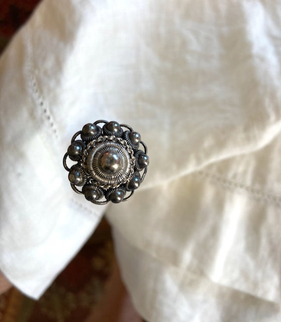 Antique Victorian Silver Filigree Hat pin - Silve… - image 2