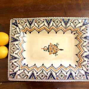Vintage Tunisian Dish - Pottery Dish - Rectangular Dish - Hand Made and Decorated in Tunisia