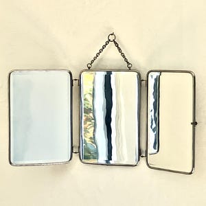 Mirror Triptych with chain and stand - Barber Mirror - Beveled Glass - Made in Germany