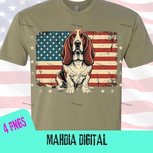 Basset Hound American Flag 4th Of July Independence Day PNG: Patriotic Dog Clipart USA Celebration png Freedom Art (Digital Download)