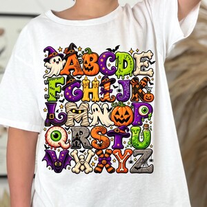 Halloween ABC PNG: Spooky Alphabet Learning Art, gothic Cute Halloween Letters for Kindergarten (PDF License Included, Digital Download)