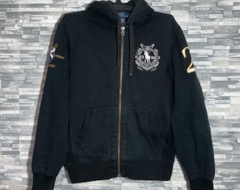 Sudadera con capucha vintage negra con reloj de Polo Ralph Lauren