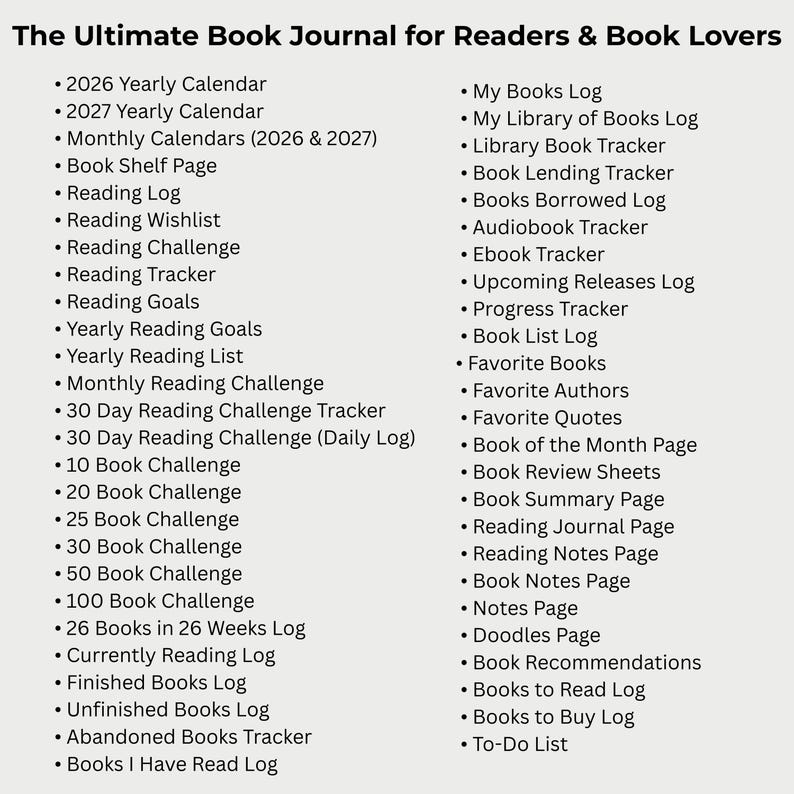 2026 2027 Reading Journal Printable - Etsy UK