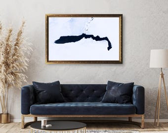 Iceland Landscape Photography Print | Frozen River Drone Art | Instant Download | Fine Art Wall Decor