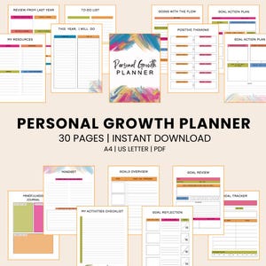 Personal Growth Planner Printable | Self-Development Manifestation PDF | Mindfulness Journal | Goal & Confidence Planner