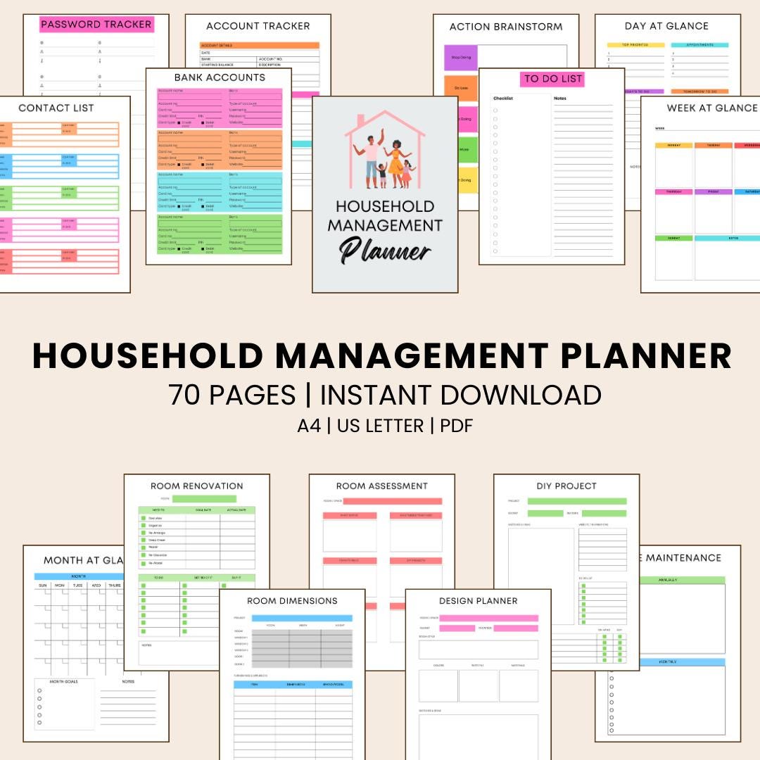 Home Management Binder Printable | Household Planner Bundle PDF | Life ...