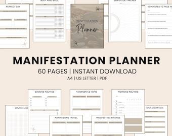 Manifestatieplanner van 60 pagina's | Wet van aantrekking, dankbaarheid (afdrukbare pdf)
