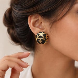 Boucles d’oreilles clous léopard dorées femme, bijou rond chic en alliage, style sauvage élégant, cadeau mode tendance