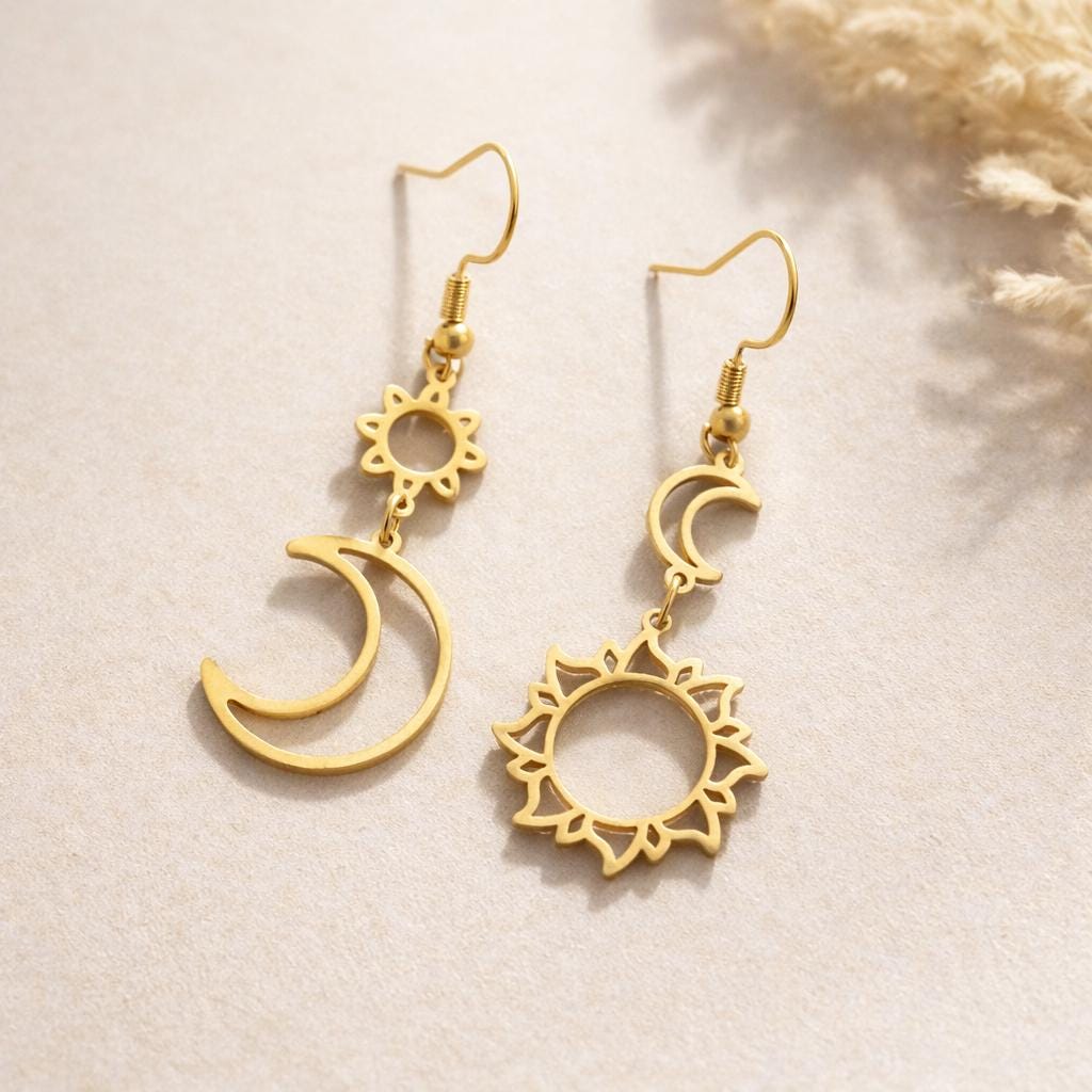 Boucles D'oreilles Sublimes Style Soleil - Doré Chic Pour Oreilles Percées