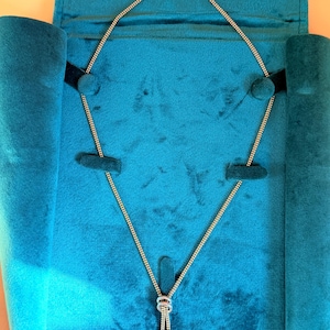 VTG Lariat Necklace • Milor Italy 14K Two Tone Gold Adjustable Interlocking Loop Heavy Aura Link Beaded Chain