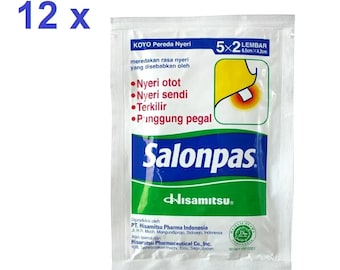 12 Packs of Salonpas Standard 10 Patches (Size: 4.2 x 6.5 cm), HALAL