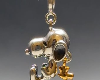 Snoopy Silver Charm with Woodstock gold plating