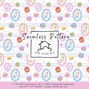 Coquette Preppy Knitting Seamless Pattern, Kawaii Pastel Yarn Ball Design (Digital Download)