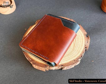 Handmade Italian Leather Wallet | Slim Veg Tan Bifold  | Personalized Gift for Him | Anniversary Gift