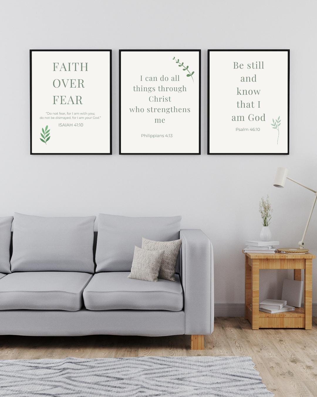 Christian Wall Art Set of 3 | Bible Verse Printable Bundle | Faith Home ...