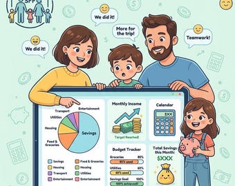 Family Monthly Budget & Expense Tracker | Google Sheets + Excel Template | Income Tracking | Monthly Finance Planner