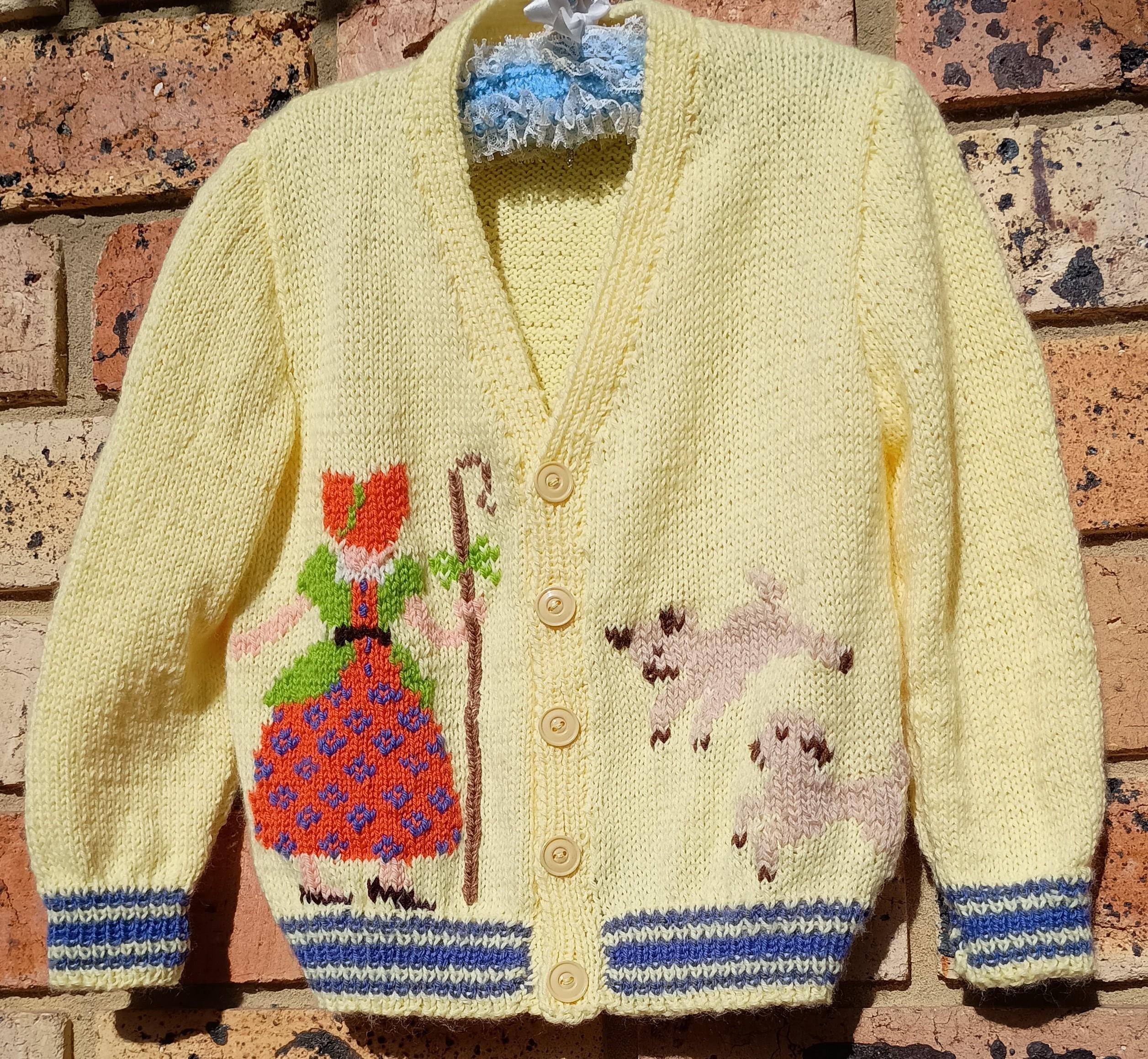 Bo Peep Cardigan: Vintage Style Acrylic Cardigan (Size 2 Years)