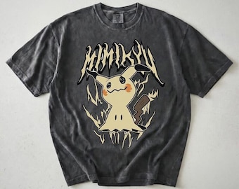 Mimikyu Metal Comfort Colors Shirt, Dark Aesthetic Pokemon Shirt, Heavy Metal Style Anime Tee, Gothic Mimikyu Graphic Tee, Pokemon Fan Gift