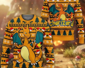 Pokemon Charizard Ugly Christmas Sweater 2026, Gift for Gamer, Holiday Party Pullover, Knitted Xmas Jumper 2026