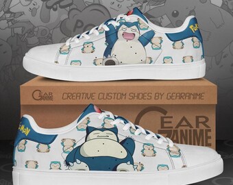 Snorlax Pokemon Sneakers, Custom Anime Low Top Shoes, Halloween Costume Footwear, Gaming Gift For Fans, Cute Monster Streetwear