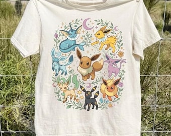Pokemon Eeveelution Comfort Colors Shirt, Cute Eevee Evolution Pastel Tee, Kawaii Anime Gamer Gift for Her, Video Game Fan Apparel