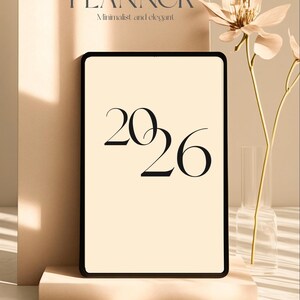 Digital kalender 2026 • Minimalistisk iPad-kalender för GoodNotes och Notability, månadslayout i PDF-format