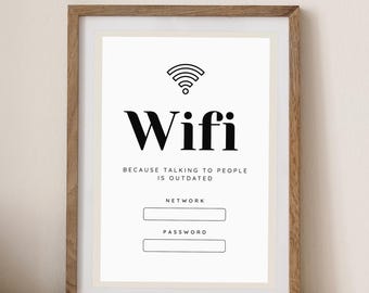 Sarcastic WiFi Password Sign Canva Template | Funny Guest Room QR Code Printable | Editable Digital Download