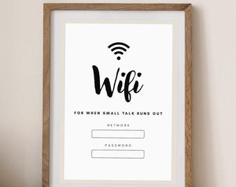 WiFi Password Sign Editable Canva Template | Funny Guest Room QR Code Art | Airbnb Digital Printable