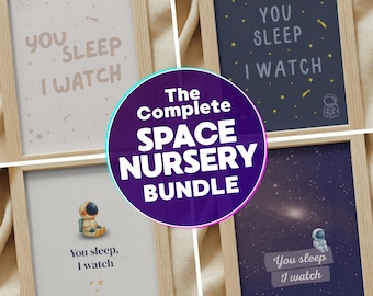 You Sleep I Watch - Complete Nursery Print BUNDLE | 4 Designs | 16 Files | Digital Download