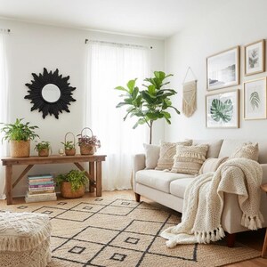 Vintage Style Sunburst Mirror – Decorative Wooden Frame, Boho Home Decor (23.5") image 6