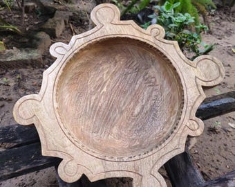 Handcrafted Oseberg Viking Bowl Replica – Wavy Edge Wooden Decor | Norse Heritage Home Accent