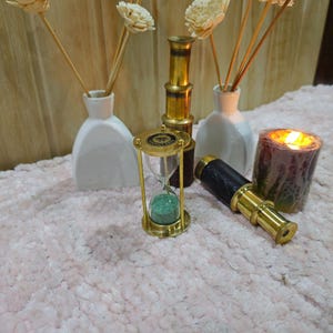 Timglas i mässing | Dekorativ skrivbordstimer | Minitimglas i mässing | Skrivbordsdekor | Meditationstimer | Vintage mässingsgåva bild 9