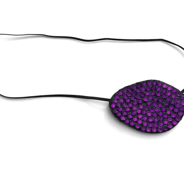 Swarovski crystal violet purple rhinestone eye patch