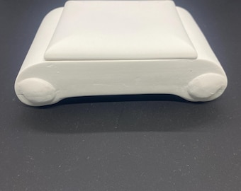 unpainted ceramic bisque box with lid ready to paint