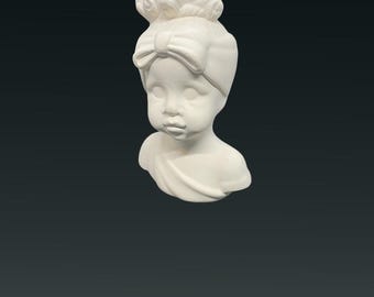 Unpainted vintage ceramic Christmas ornament ready to paint