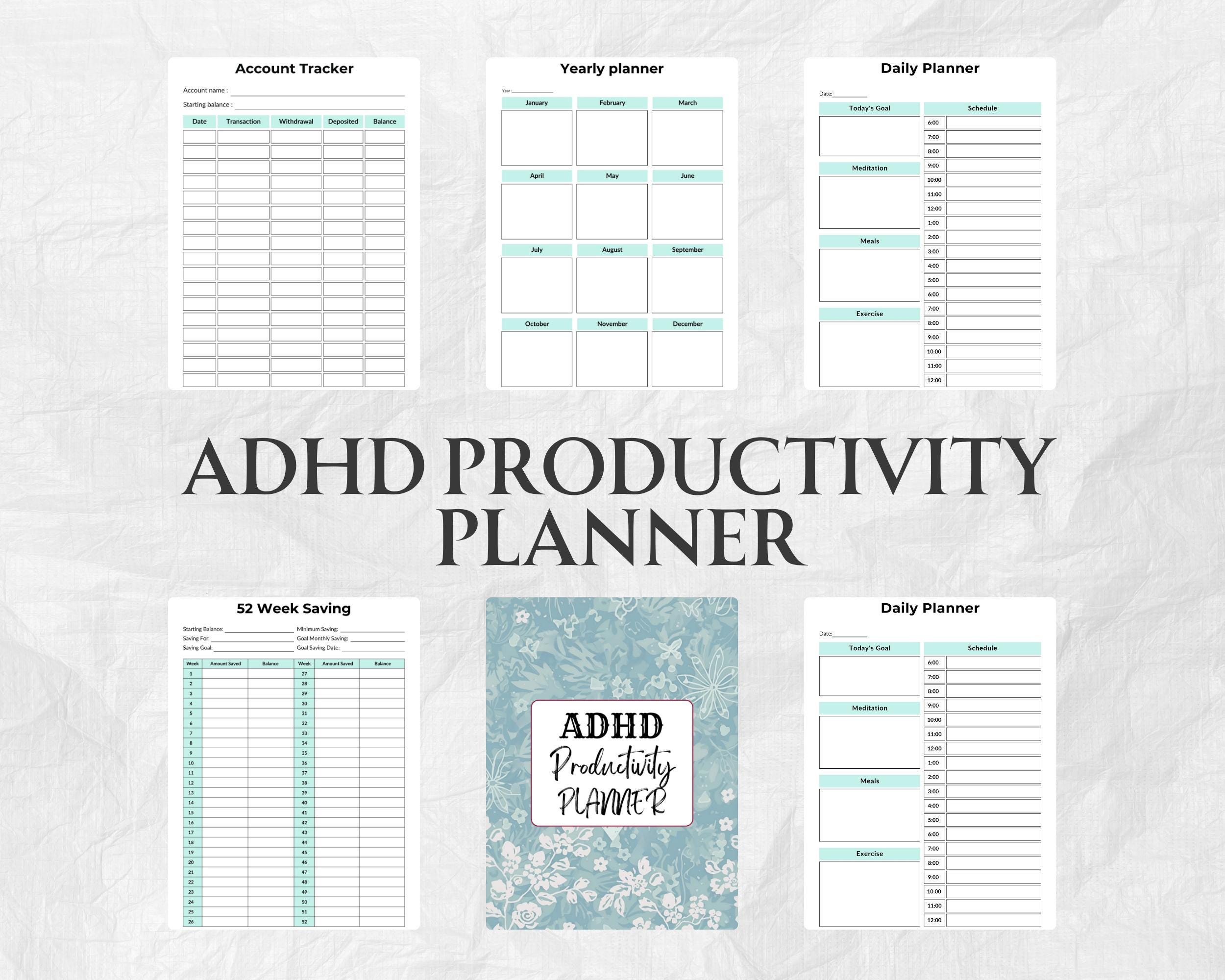 ADHD Productivity Planner Printable | Focus & Time Management Planner ...