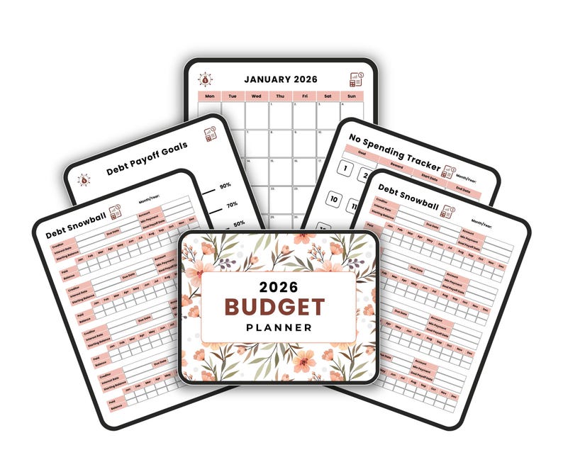 2026 Budget Planner Printable | Monthly Budget Sheets | Finance Tracker