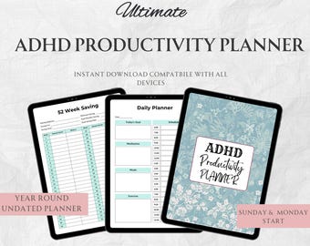Planner di produttività ADHD stampabile / Planner di gestione della concentrazione e del tempo / Organizzatore di routine giornaliera / Planner neurodivergente PDF