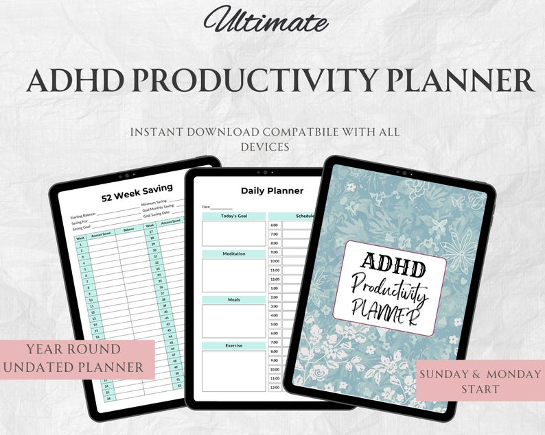 ADHD Productivity Planner Printable | Focus & Time Management Planner ...