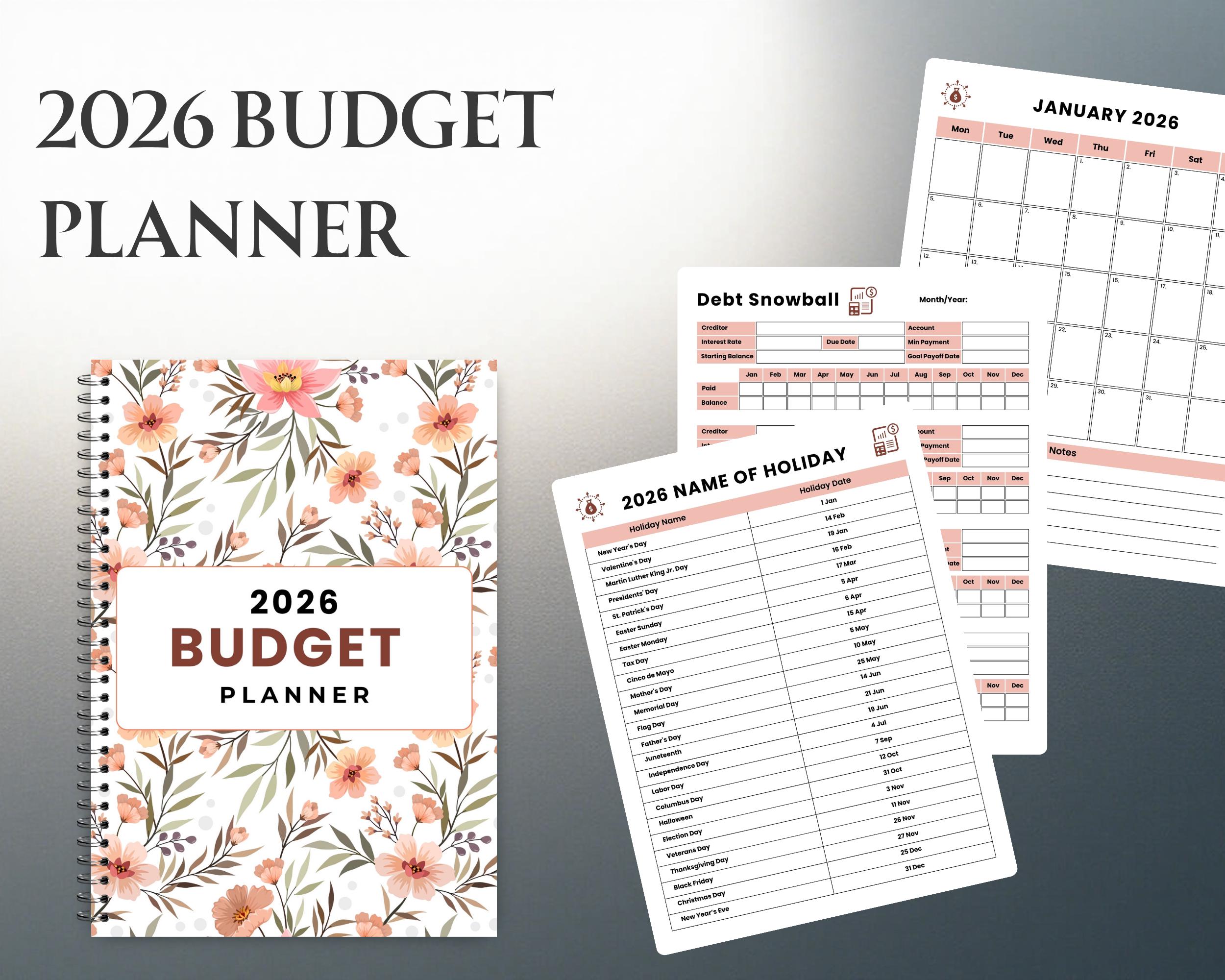2026 Budget Planner Printable | Monthly Budget Sheets | Finance Tracker