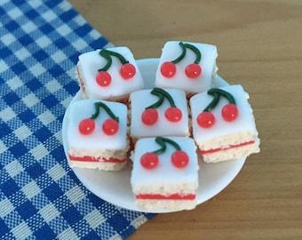 Dollhouse miniature- Cherry cake squares