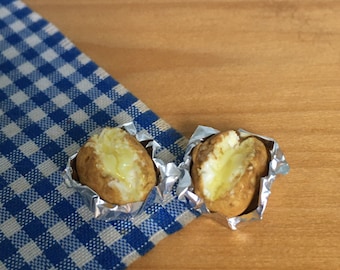 Dollhouse miniature- Baked potatoes with butter