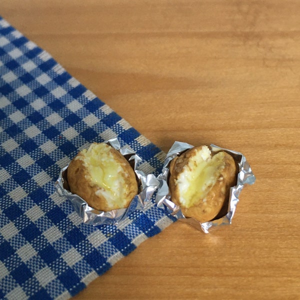 Dollhouse miniature- Baked potatoes with butter