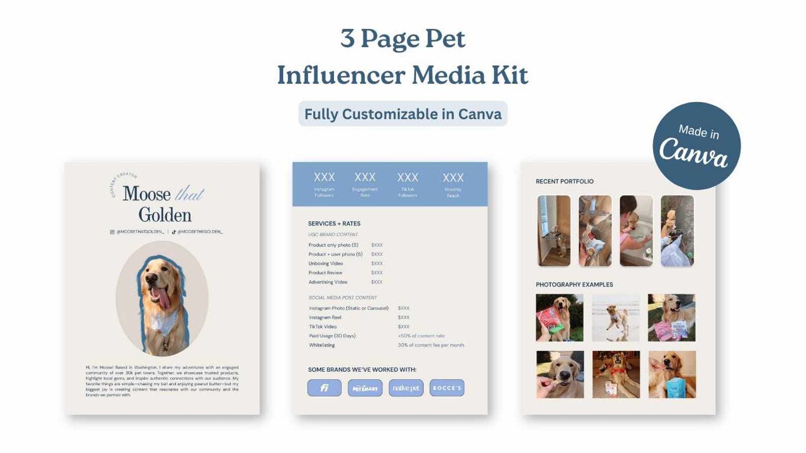 Influencer Roster Sheet 3-page Customizable UGC & Influencer Media Kit – PDF Template ...
