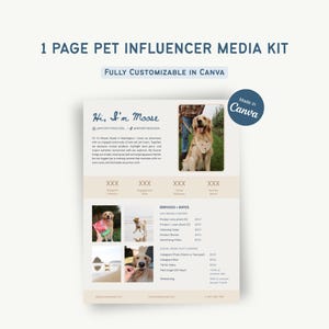 Kit de mídia personalizável de 1 página para conteúdo gerado pelo usuário e influenciadores – Modelo em PDF | Instagram | Tabela de preços | TikTok | Colaborações com marcas