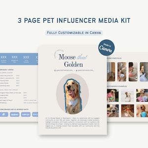 3-Page Customizable UGC & Influencer Media Kit – PDF Template | Instagram | Rate Sheet | TikTok | Brand Collaborations