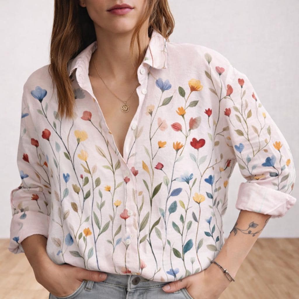 Discover Boho Floral Blouse Shirt, Wildflowers Women Shirt, Vintage Floral Casual Shirt, Botanical Floral Shirt, Gift For Gardener