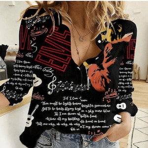 Elvis King Women Blouse Shirt, Elvis Presley Women Linen Shirt, Rock And Roll Music Shirt, The King Aloha Shirt, Gifts For Elvis Fan