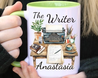 Personalisierter Schriftsteller Becher, Autor Becher, Geschenk für Autoren, Dichter, Blumen Stift und Papier Geschenk, Journalist Geschenk, zukünftige Autor Geschenk, Schriftsteller Becher